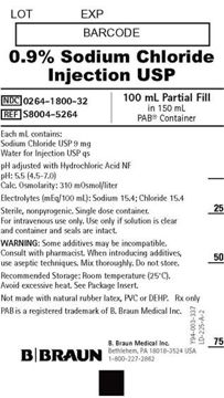 B. Braun Medical Inc. Issues Voluntary Nationwide Recall of 0.9% Sodium Chloride Injection USP, 100 mL, in a 150 mL PAB® Container Due to the Presence of Partic