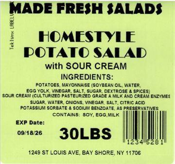 Made Fresh Salads, Inc. Recalls Ready to Eat Deli Style Salads and Cream Cheese Because of Possible Health Risk