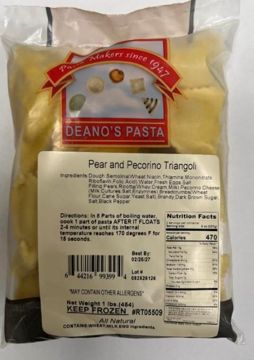 Deano’s Pasta Issue Allergy Alert on Undeclared Lobster in Pear and Pecorino Triangoli Ravioli